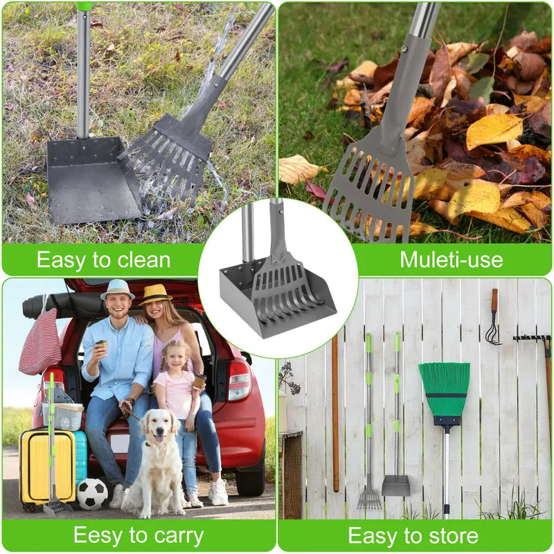 Premium Dog Waste Management System: Adjustable Stainless Steel Rake and Tray for All Breeds