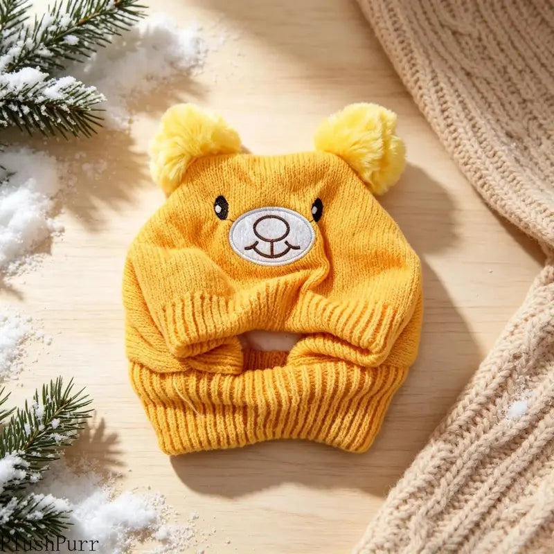 Large Dog Soft Knit Noise-Reducing Ear Scarf and Winter Hat - Warm, Windproof Outdoor Accessory for Pets