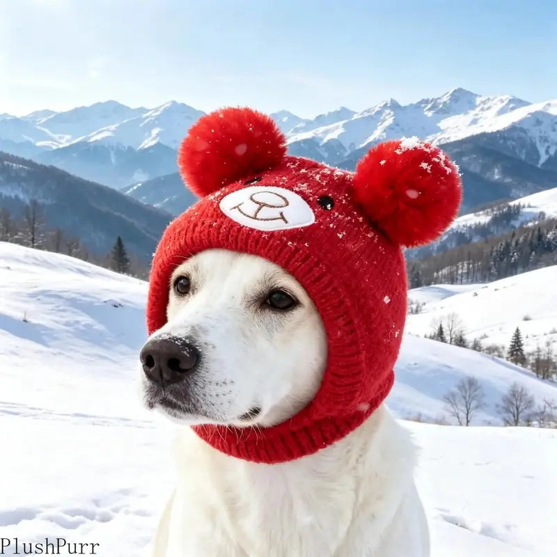 Large Dog Soft Knit Noise-Reducing Ear Scarf and Winter Hat - Warm, Windproof Outdoor Accessory for Pets