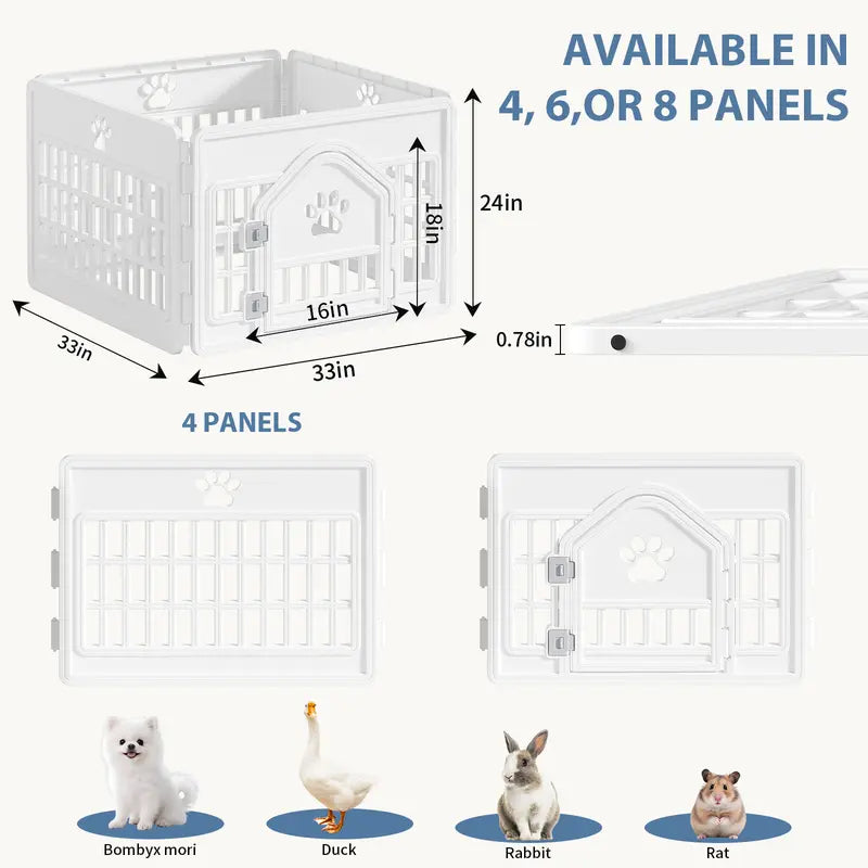 Sweetcrispy Modular Plastic Dog Playpen - Customizable Multi-Panel Design, Versatile Configuration, Tool-Free Assembly, Secure Locking Door Latch