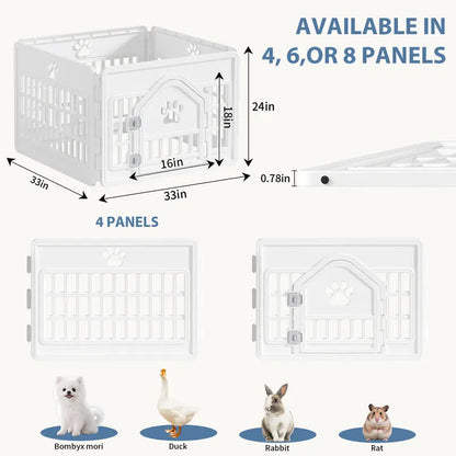Sweetcrispy Modular Plastic Dog Playpen - Customizable Multi-Panel Design, Versatile Configuration, Tool-Free Assembly, Secure Locking Door Latch