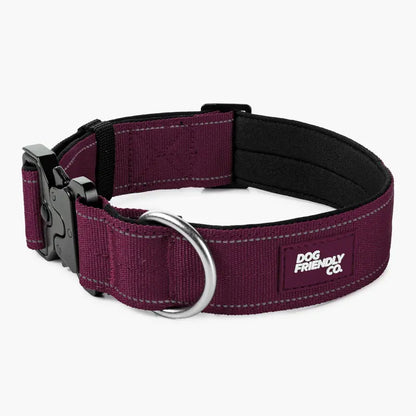Tactical Dog Collar by Dog Friendly Co. - Reflective, Quick-Release Buckle, Neoprene-Lined Chafe-Resistant Pad, Comfortable Fit, Metal D-Ring, Waterproof Webbing, Adjustable for Neck Sizes XS-28 Inches, Durable Construction