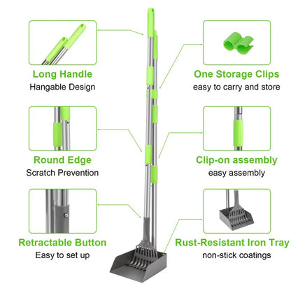 Premium Dog Waste Management System: Adjustable Stainless Steel Rake and Tray for All Breeds