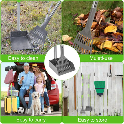 Premium Dog Waste Management System: Adjustable Stainless Steel Rake and Tray for All Breeds