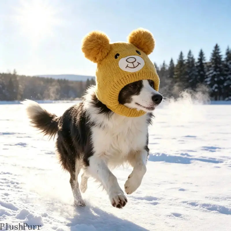 Large Dog Soft Knit Noise-Reducing Ear Scarf and Winter Hat - Warm, Windproof Outdoor Accessory for Pets