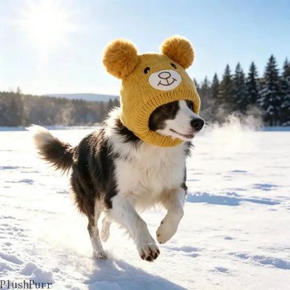 Large Dog Soft Knit Noise-Reducing Ear Scarf and Winter Hat - Warm, Windproof Outdoor Accessory for Pets