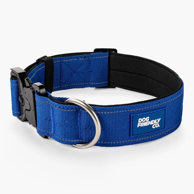 Tactical Dog Collar by Dog Friendly Co. - Reflective, Quick-Release Buckle, Neoprene-Lined Chafe-Resistant Pad, Comfortable Fit, Metal D-Ring, Waterproof Webbing, Adjustable for Neck Sizes XS-28 Inches, Durable Construction