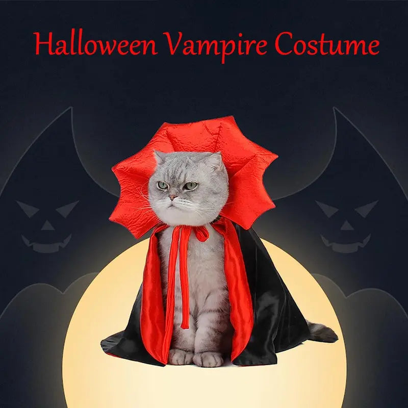 Halloween Vampire Cape and Devil Cloak Costume for Dogs and Cats - Charming Pet Outfit for Halloween, Cosplay, Parties, and Photography