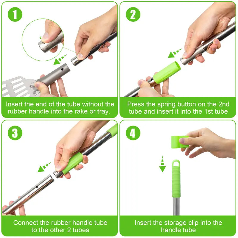 Premium Dog Waste Management System: Adjustable Stainless Steel Rake and Tray for All Breeds
