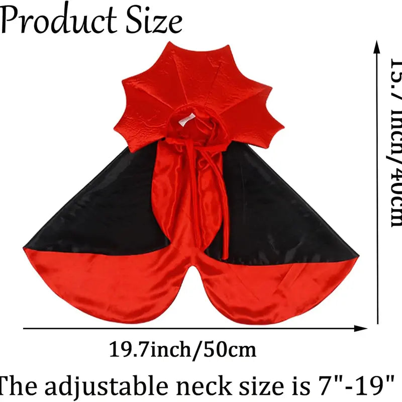 Halloween Vampire Cape and Devil Cloak Costume for Dogs and Cats - Charming Pet Outfit for Halloween, Cosplay, Parties, and Photography