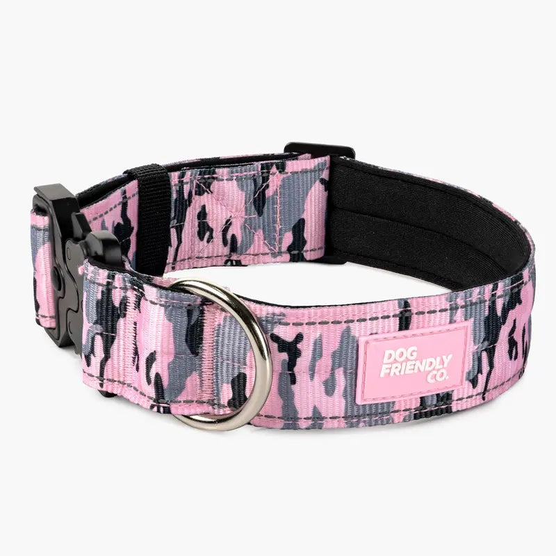 Tactical Dog Collar by Dog Friendly Co. - Reflective, Quick-Release Buckle, Neoprene-Lined Chafe-Resistant Pad, Comfortable Fit, Metal D-Ring, Waterproof Webbing, Adjustable for Neck Sizes XS-28 Inches, Durable Construction
