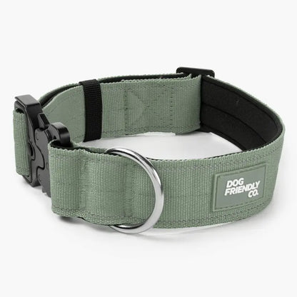 Tactical Dog Collar by Dog Friendly Co. - Reflective, Quick-Release Buckle, Neoprene-Lined Chafe-Resistant Pad, Comfortable Fit, Metal D-Ring, Waterproof Webbing, Adjustable for Neck Sizes XS-28 Inches, Durable Construction
