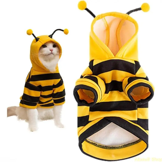 Kawaii Bee Pattern Hooded Sweatshirt for Small Dogs - Multi-Size Cozy Pet Apparel with D-Ring, Ideal Halloween Costume for Chihuahuas and Kittens, Sohochic Sports & Outdoor Collection