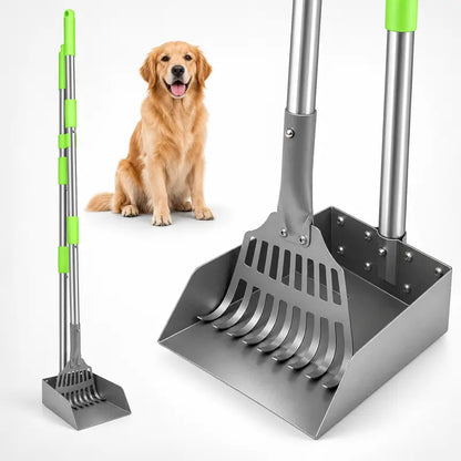 Premium Dog Waste Management System: Adjustable Stainless Steel Rake and Tray for All Breeds