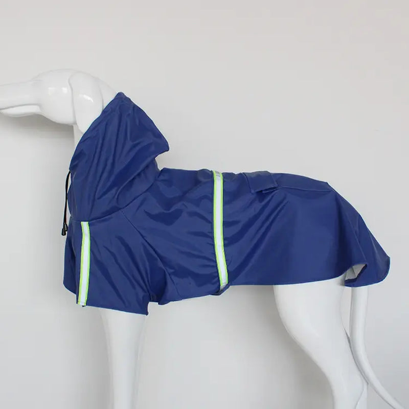 Waterproof Reflective PU Fabric Raincoat for Small to Medium Dogs - Outdoor Pet Apparel with Dry Protection, Reflective Strips, Adjustable Hood, Harness Opening, Treat Pocket, and Chest Strap
