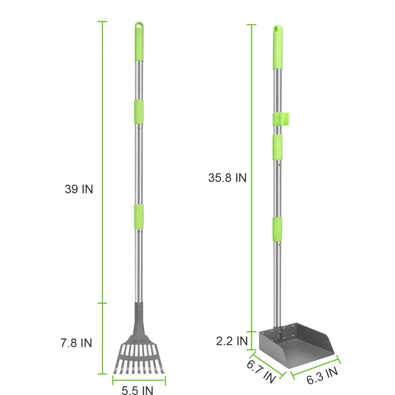 Premium Dog Waste Management System: Adjustable Stainless Steel Rake and Tray for All Breeds