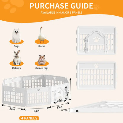 Sweetcrispy Modular Plastic Dog Playpen - Customizable Multi-Panel Design, Versatile Configuration, Tool-Free Assembly, Secure Locking Door Latch