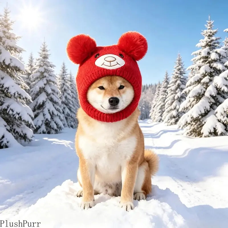 Large Dog Soft Knit Noise-Reducing Ear Scarf and Winter Hat - Warm, Windproof Outdoor Accessory for Pets